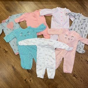 3 month baby girl pajama bundle - 7 pieces